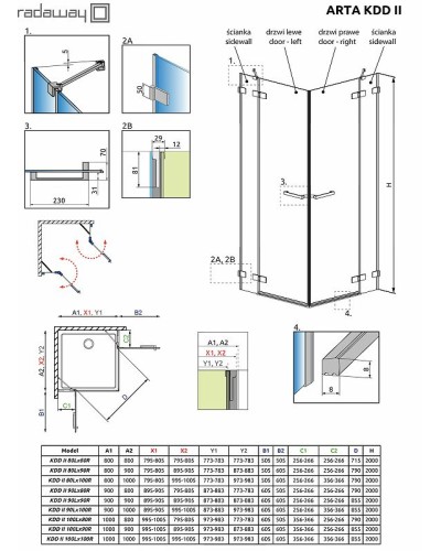 Душевая дверь Radaway Arta KDJ II/KDD II 50 386420-03-01R профиль Хром стекло прозрачное