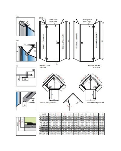 Душевая дверь Radaway Essenza New PTJ 60 L 385010-54-01L профиль Черный стекло прозрачное