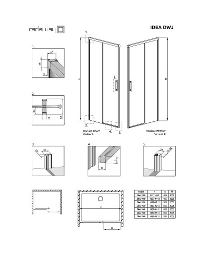 Душевая дверь Radaway Idea DWJ 160 R 387020-01-01R профиль Хром стекло прозрачное
