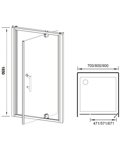 Душевая дверь 80 см Veconi Vianno VN59-80-01-19C2 прозрачное
