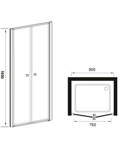 Душевая дверь 90 см Veconi Vianno VN60-90-01-19C2 прозрачное