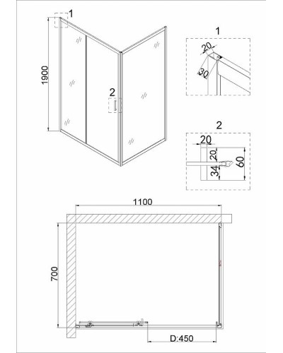 Душевая дверь Niagara Nova 110 NG-62-11A профиль Хром стекло прозрачное
