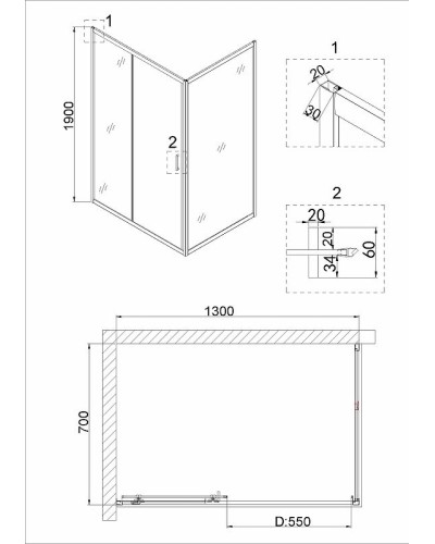 Душевая дверь Niagara Nova 130 NG-62-13A профиль Хром стекло прозрачное