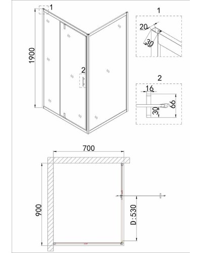 Душевая дверь Niagara Nova 90 NG-63-9A профиль Хром стекло прозрачное