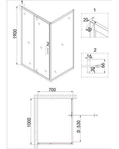 Душевая дверь Niagara Nova 100 NG-83-10AB профиль Черный стекло прозрачное