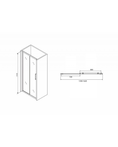 Душевая дверь Abber Schwarzer Diamant 160 AG30160BH профиль Черный стекло прозрачное