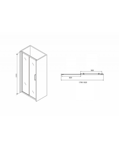 Душевая дверь Abber Schwarzer Diamant 180 AG30180BH профиль Черный стекло прозрачное