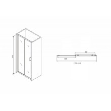 Душевая дверь Abber Schwarzer Diamant 180 AG30180B профиль Черный стекло прозрачное