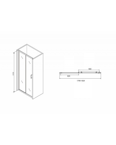 Душевая дверь Abber Schwarzer Diamant 180 AG30180B профиль Черный стекло прозрачное