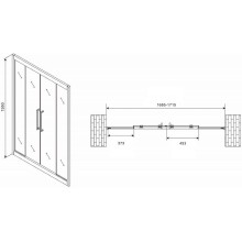 Душевая дверь Abber Schwarzer Diamant 170 AG33170H профиль Хром стекло прозрачное