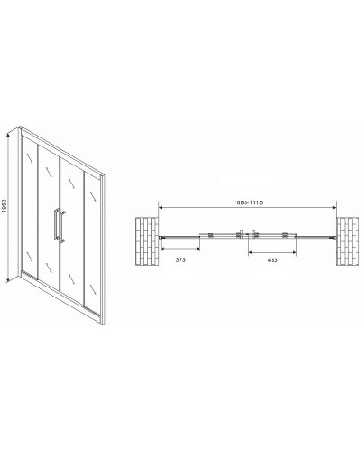 Душевая дверь Abber Schwarzer Diamant 170 AG33170H профиль Хром стекло прозрачное