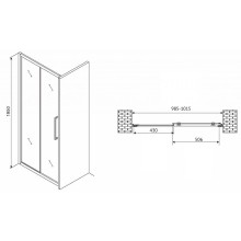 Душевая дверь Abber Schwarzer Diamant 100 AG30100H профиль Хром стекло прозрачное