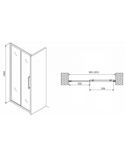 Душевая дверь Abber Schwarzer Diamant 100 AG30100H профиль Хром стекло прозрачное
