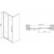 Душевая дверь Abber Schwarzer Diamant 120 AG30120H профиль Хром стекло прозрачное