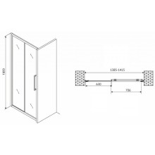 Душевая дверь Abber Schwarzer Diamant 140 AG30140H профиль Хром стекло прозрачное