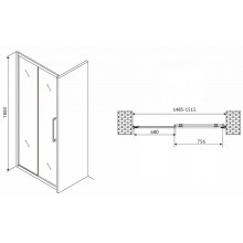 Душевая дверь Abber Schwarzer Diamant 150 AG30150H профиль Хром стекло прозрачное