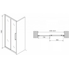 Душевая дверь Abber Schwarzer Diamant 160 AG30160H профиль Хром стекло прозрачное