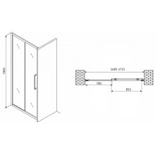 Душевая дверь Abber Schwarzer Diamant 170 AG30170H профиль Хром стекло прозрачное