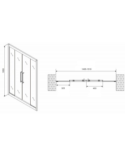 Душевая дверь Abber Schwarzer Diamant 150 AG33150BH профиль Черный стекло прозрачное