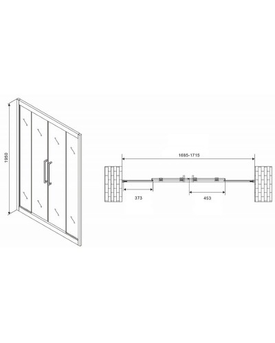 Душевая дверь Abber Schwarzer Diamant 170 AG33170BH профиль Черный стекло прозрачное