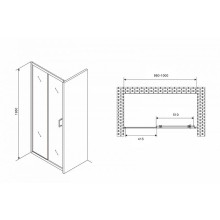 Душевая дверь Abber Schwarzer Diamant 100 AG30100B5 профиль Черный стекло прозрачное