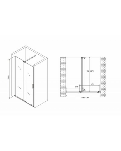 Душевая дверь Abber Komfort 120 AG90120 профиль Хром стекло прозрачное