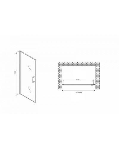 Душевая дверь Abber Sonnenstrand 70 AG04070 профиль Хром стекло прозрачное