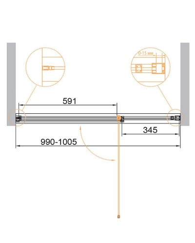 Душевая дверь Cezares Urban 100 URBAN-B-12-100-C-NERO профиль Черный матовый стекло прозрачное