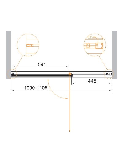 Душевая дверь Cezares Urban 110 URBAN-B-12-110-C-CR профиль Хром стекло прозрачное