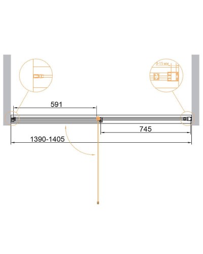 Душевая дверь Cezares Urban 140 URBAN-B-12-140-C-NERO профиль Черный матовый стекло прозрачное