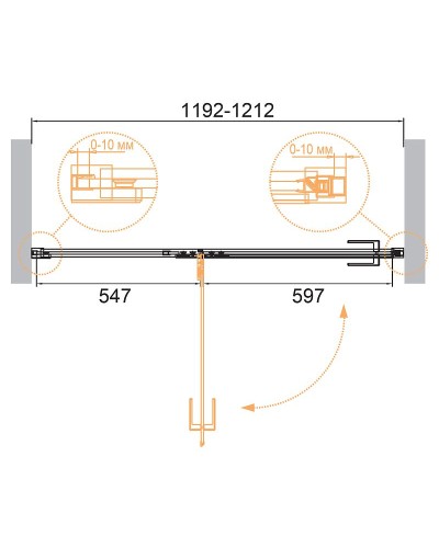 Душевая дверь Cezares Bellagio 120 BELLAGIO-B-12-120-C-BORO профиль Золото брашированное стекло прозрачное