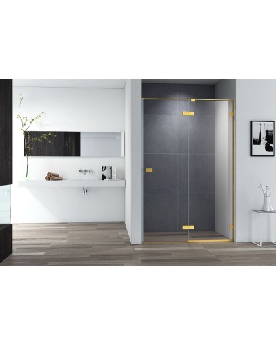 Душевая дверь Cezares Bellagio 140 BELLAGIO-B-12-140-C-BORO профиль Золото брашированное стекло прозрачное