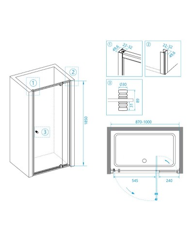 Душевая дверь RGW Passage PA-02B NEW 90 41080209-14 профиль Черный стекло прозрачное