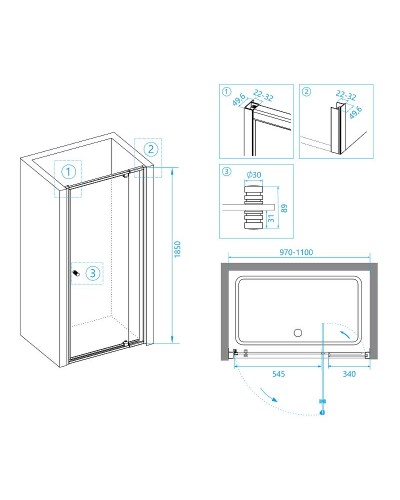 Душевая дверь RGW Passage PA-02B NEW 100 41080200-14 профиль Черный стекло прозрачное