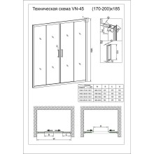 Душевая дверь Veconi Vianno VN-45 170 VN45-170-02-19C1 профиль Хром стекло Pear