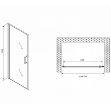 Душевая дверь Abber Sonnenstrand 70 AG04070M профиль Хром стекло матовое