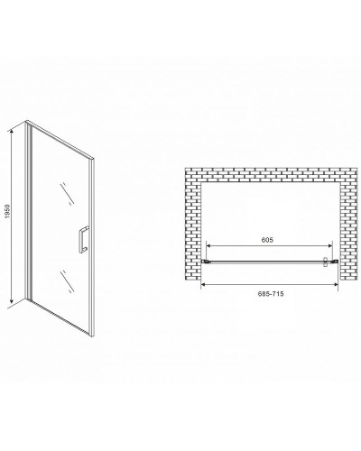 Душевая дверь Abber Sonnenstrand 70 AG04070M профиль Хром стекло матовое
