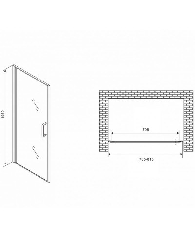 Душевая дверь Abber Sonnenstrand 80 AG04080M профиль Хром стекло матовое