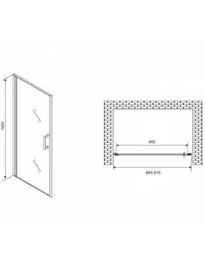 Душевая дверь Abber Sonnenstrand 90 AG04090M профиль Хром стекло матовое