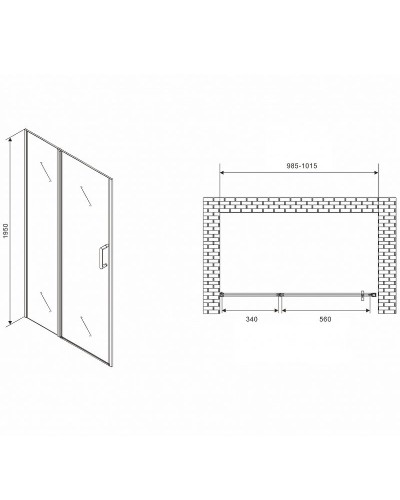 Душевая дверь Abber Sonnenstrand 100 AG04100MS профиль Хром стекло матовое