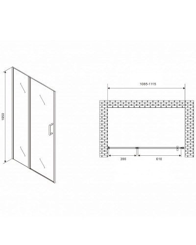 Душевая дверь Abber Sonnenstrand 110 AG04110MS профиль Хром стекло матовое