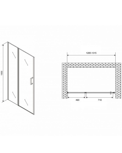 Душевая дверь Abber Sonnenstrand 130 AG04130S профиль Хром стекло прозрачное