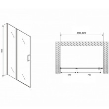 Душевая дверь Abber Sonnenstrand 140 AG04140S профиль Хром стекло прозрачное