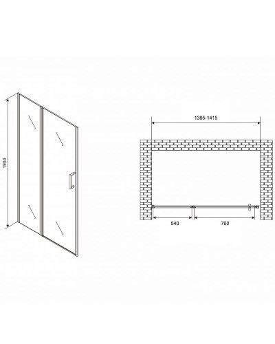 Душевая дверь Abber Sonnenstrand 140 AG04140S профиль Хром стекло прозрачное