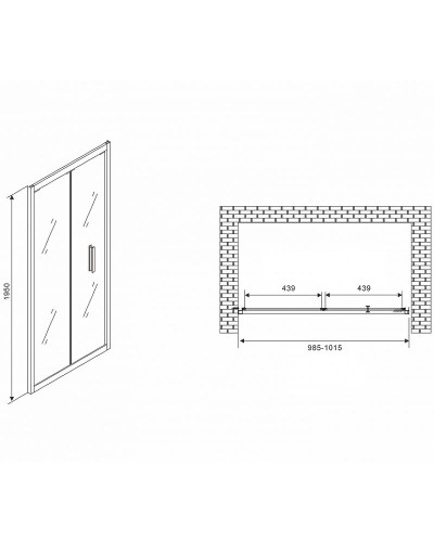 Душевая дверь Abber Sonnenstrand 100 AG07100B профиль Черный стекло прозрачное