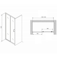 Душевая дверь Abber Schwarzer Diamant 130 AG301305 профиль Хром стекло прозрачное