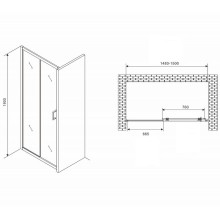 Душевая дверь Abber Schwarzer Diamant 150 AG301505 профиль Хром стекло прозрачное
