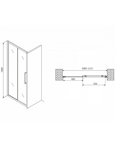 Душевая дверь Abber Schwarzer Diamant 110 AG30110MH профиль Хром стекло матовое