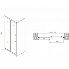 Душевая дверь Abber Schwarzer Diamant 130 AG30130MH профиль Хром стекло матовое