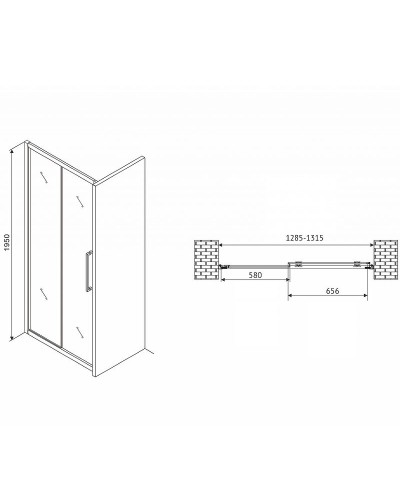 Душевая дверь Abber Schwarzer Diamant 130 AG30130MH профиль Хром стекло матовое
